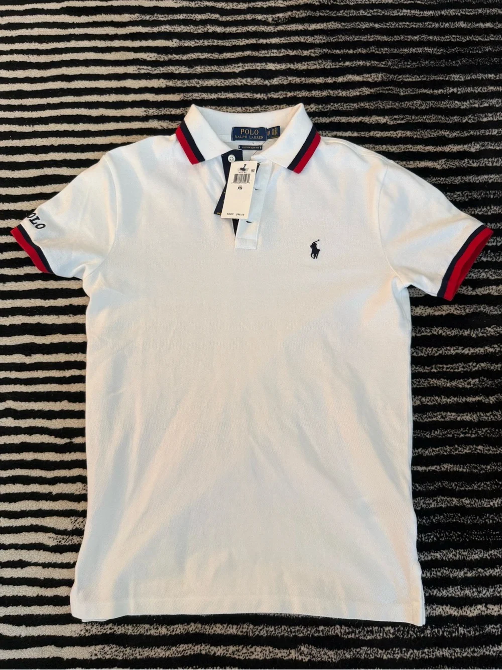 Ralph Lauren White Polo with Navy & Red Trim